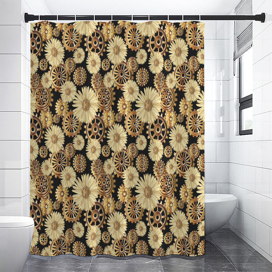 Steampunk Chamomile Pattern Print Shower Curtain