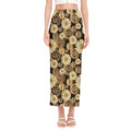 Steampunk Chamomile Pattern Print Side Slit Maxi Skirt