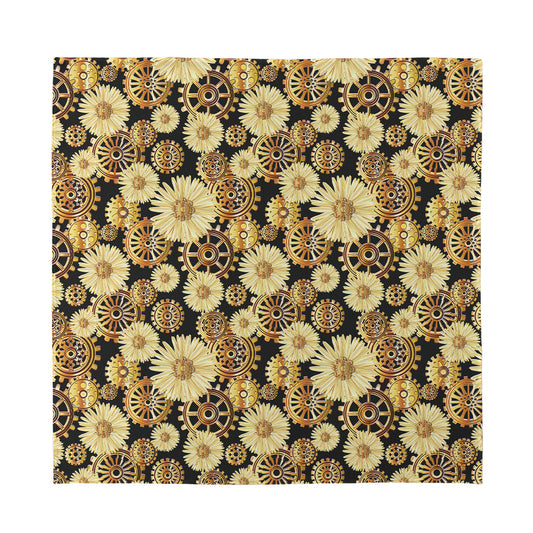 Steampunk Chamomile Pattern Print Silk Bandana