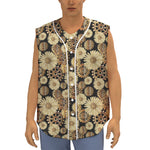 Steampunk Chamomile Pattern Print Sleeveless Baseball Jersey