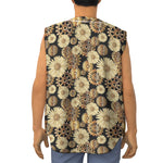 Steampunk Chamomile Pattern Print Sleeveless Baseball Jersey