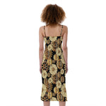 Steampunk Chamomile Pattern Print Slim Fit Midi Cami Dress