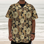 Steampunk Chamomile Pattern Print Textured Short Sleeve Shirt