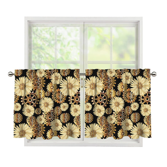Steampunk Chamomile Pattern Print Tier Curtains