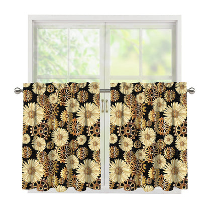 Steampunk Chamomile Pattern Print Tier Curtains