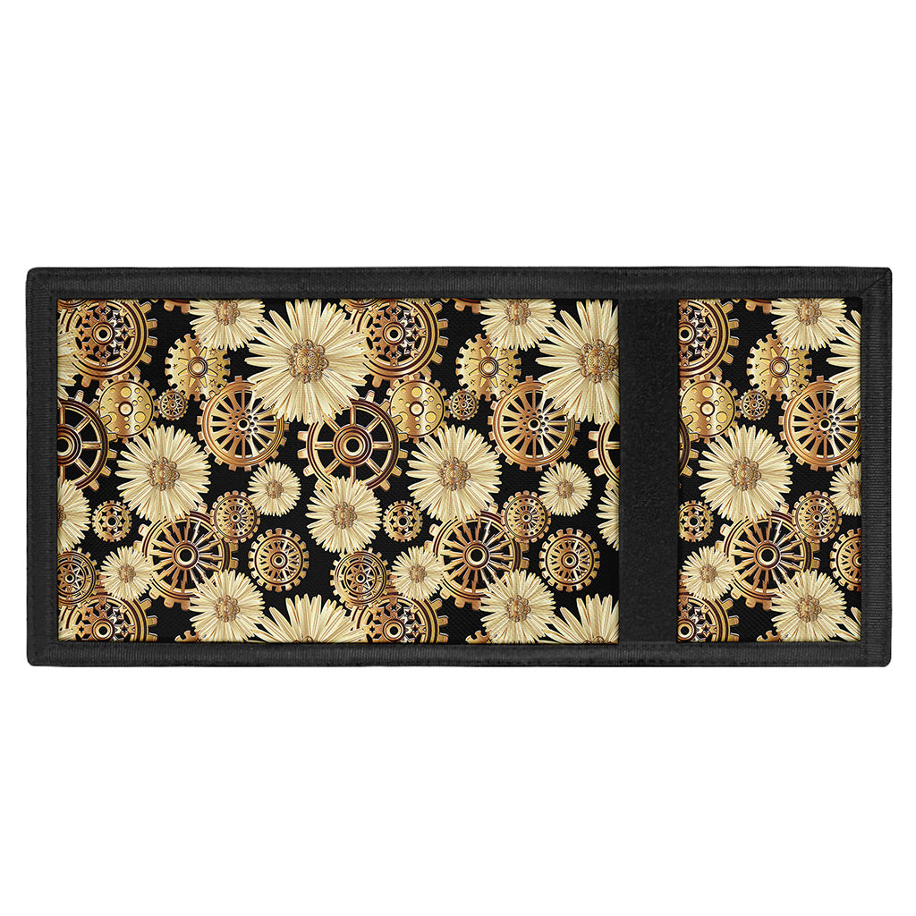 Steampunk Chamomile Pattern Print Trifold Wallet
