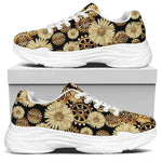 Steampunk Chamomile Pattern Print White Chunky Shoes