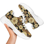 Steampunk Chamomile Pattern Print White Chunky Shoes