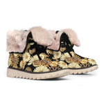 Steampunk Chamomile Pattern Print Winter Boots