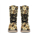 Steampunk Chamomile Pattern Print Winter Boots