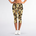 Steampunk Chamomile Pattern Print Women's Capri Leggings