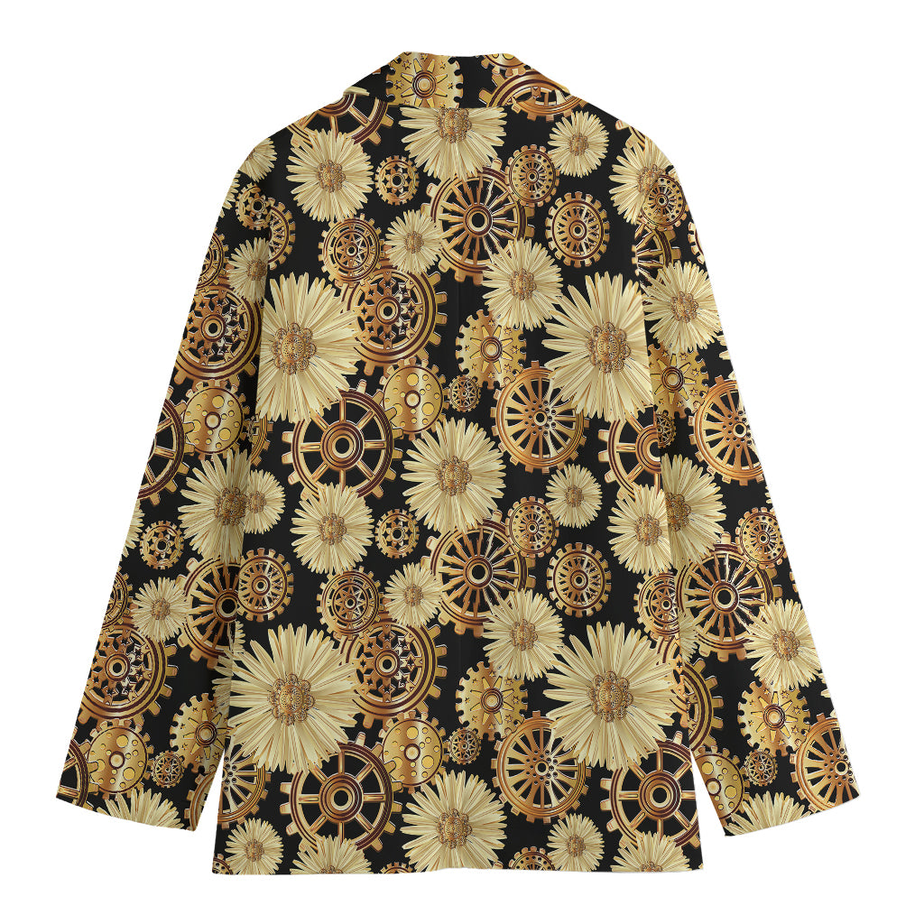 Steampunk Chamomile Pattern Print Women's Cotton Blazer