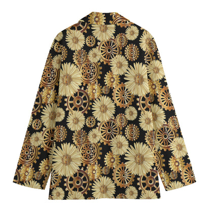 Steampunk Chamomile Pattern Print Women's Cotton Blazer