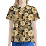 Steampunk Chamomile Pattern Print Women's Polo Shirt