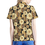 Steampunk Chamomile Pattern Print Women's Polo Shirt