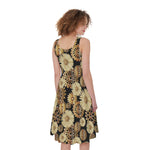 Steampunk Chamomile Pattern Print Women's Sleeveless Dress