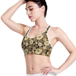 Steampunk Chamomile Pattern Print Women's Sports Bra