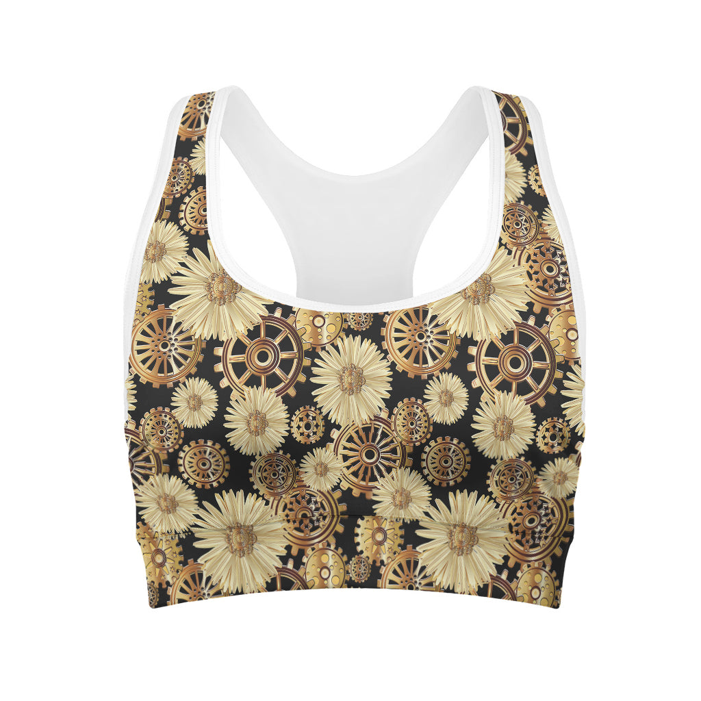Steampunk Chamomile Pattern Print Women's Sports Bra
