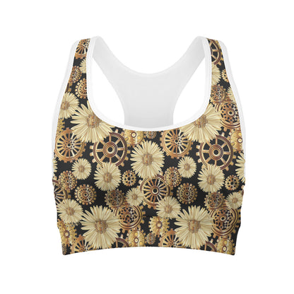 Steampunk Chamomile Pattern Print Women's Sports Bra