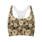 Steampunk Chamomile Pattern Print Women's Sports Bra