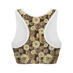 Steampunk Chamomile Pattern Print Women's Sports Bra