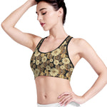 Steampunk Chamomile Pattern Print Women's Sports Bra