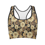 Steampunk Chamomile Pattern Print Women's Sports Bra