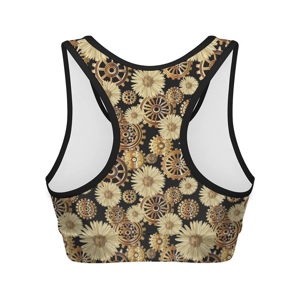 Steampunk Chamomile Pattern Print Women's Sports Bra