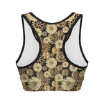 Steampunk Chamomile Pattern Print Women's Sports Bra