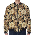 Steampunk Chamomile Pattern Print Zip Sleeve Bomber Jacket