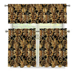 Steampunk Clock Gears Print 3 Piece Kitchen Curtains