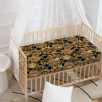 Steampunk Clock Gears Print Baby Crib Sheet