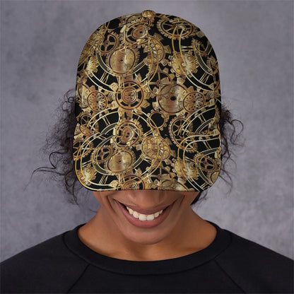 Steampunk Clock Gears Print Baseball Cap