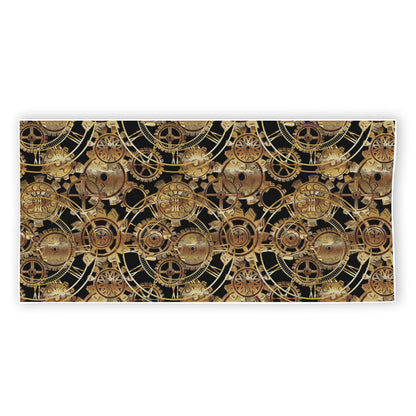 Steampunk Clock Gears Print Beach Towel