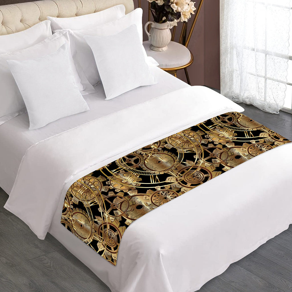 Steampunk Clock Gears Print Bed Runner