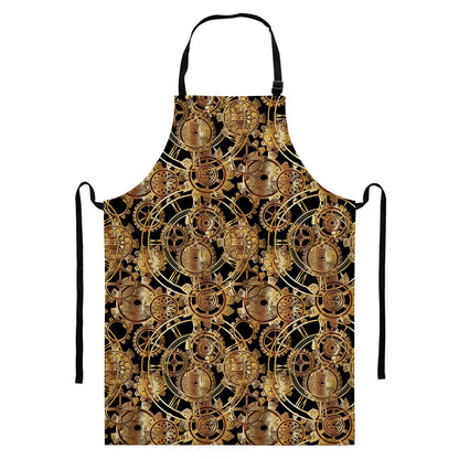 Steampunk Clock Gears Print Bib Apron With Pocket