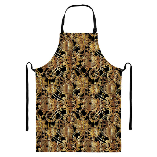 Steampunk Clock Gears Print Bib Apron With Pocket