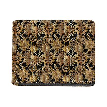 Steampunk Clock Gears Print Bifold Wallet