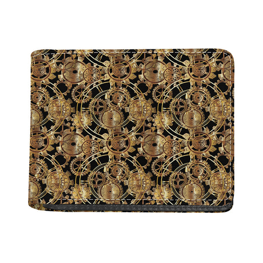 Steampunk Clock Gears Print Bifold Wallet