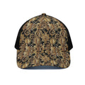 Steampunk Clock Gears Print Black Mesh Trucker Hat