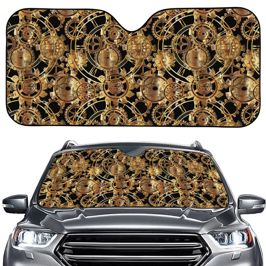 Steampunk Clock Gears Print Car Windshield Sun Shade