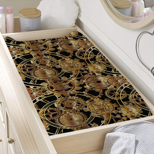 Steampunk Clock Gears Print Changing Pad Cover