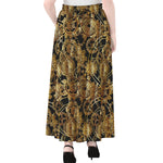 Steampunk Clock Gears Print Chiffon Maxi Skirt
