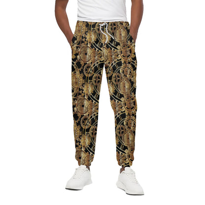 Steampunk Clock Gears Print Cotton Pants