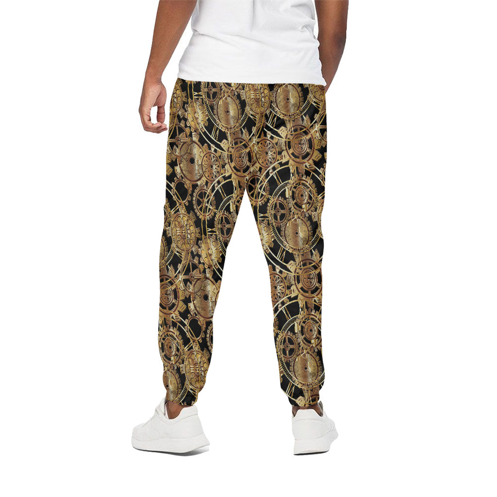 Steampunk Clock Gears Print Cotton Pants