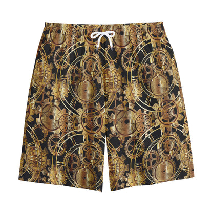 Steampunk Clock Gears Print Cotton Shorts