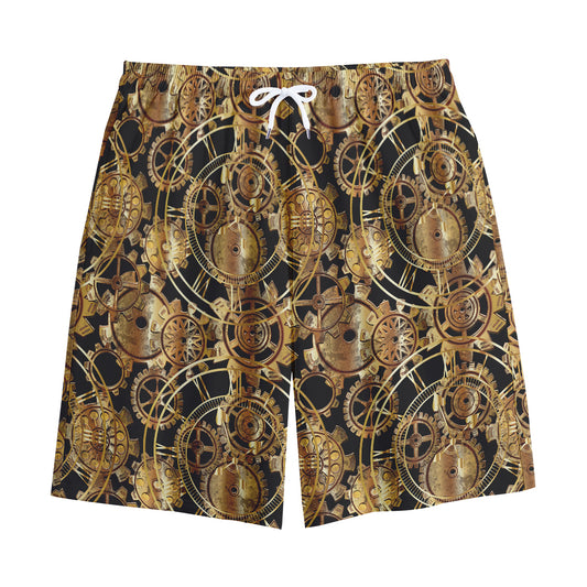 Steampunk Clock Gears Print Cotton Shorts