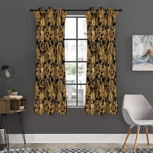 Steampunk Clock Gears Print Curtain