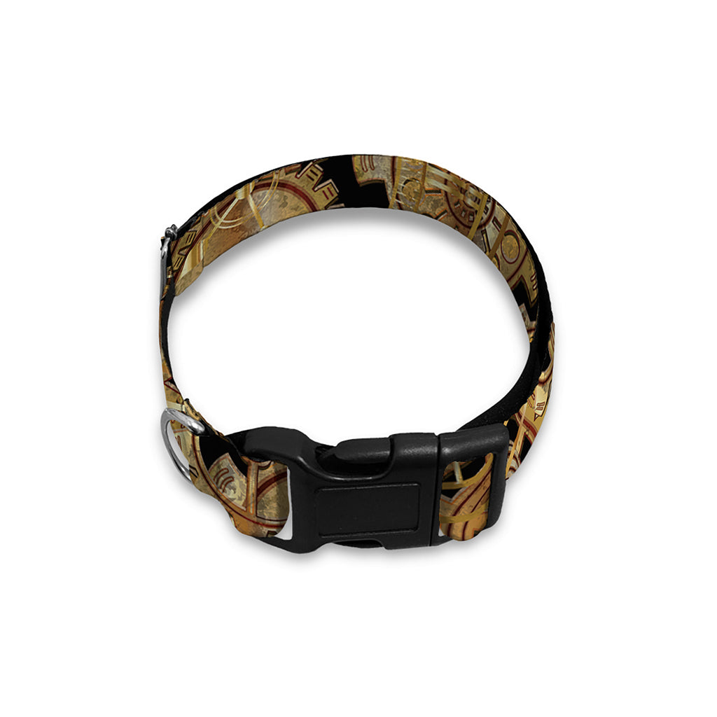 Steampunk Clock Gears Print Dog Collar