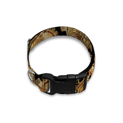 Steampunk Clock Gears Print Dog Collar